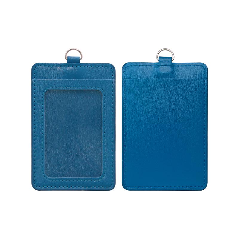 Premium PU Leather ID Card Holder Vertical Blue